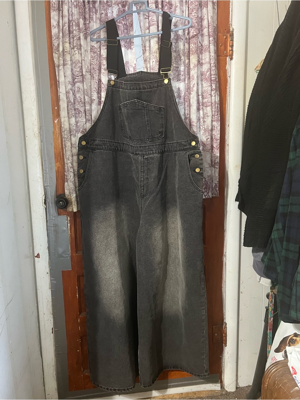 Cider Black Wide-Leg Denim Overall Jumpsuit